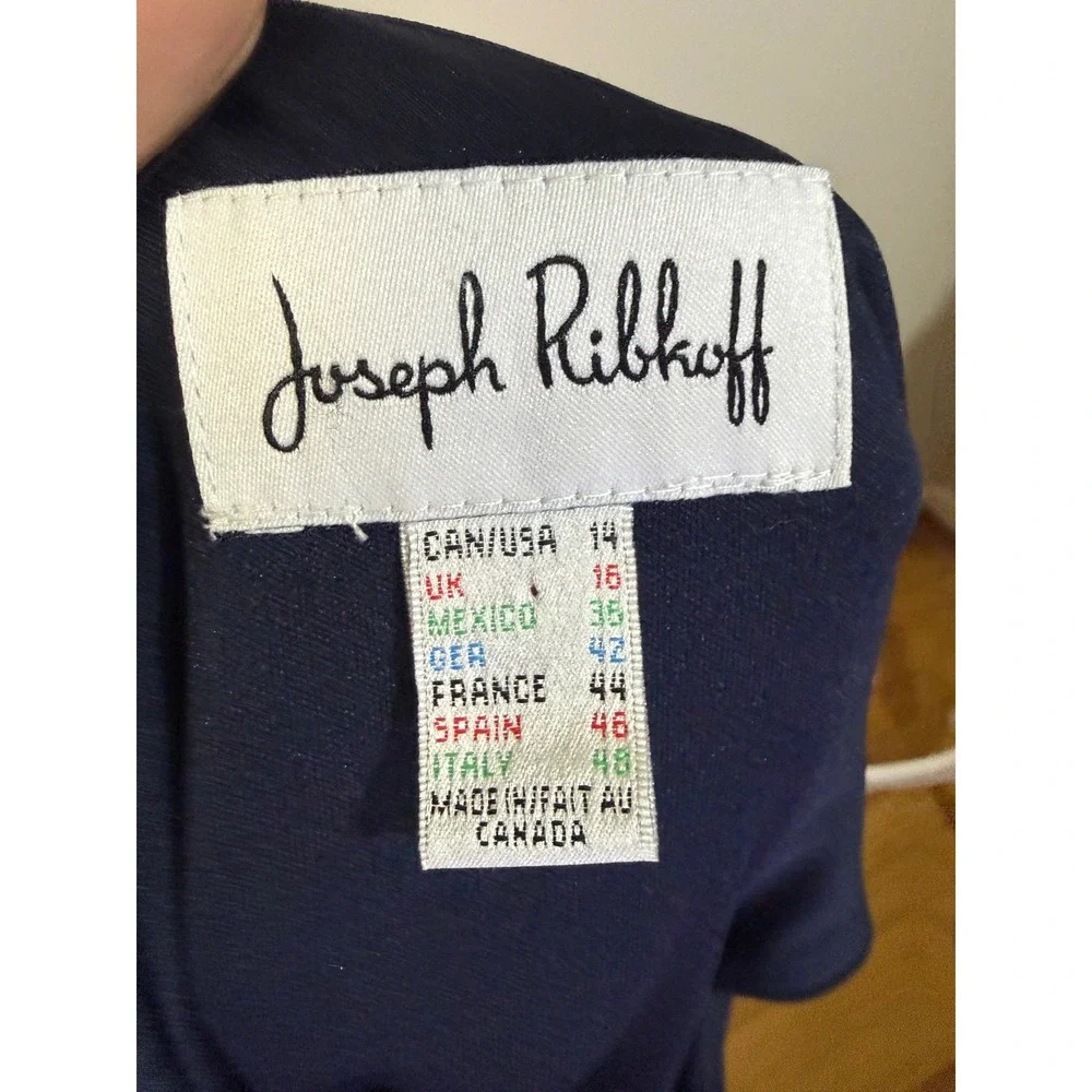 Joseph Ribkoff Cocktail Dress Womens 14 Navy‎ Blue Asymmetrical Ruffle 171246